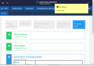 oss gagal perubahan legalitas